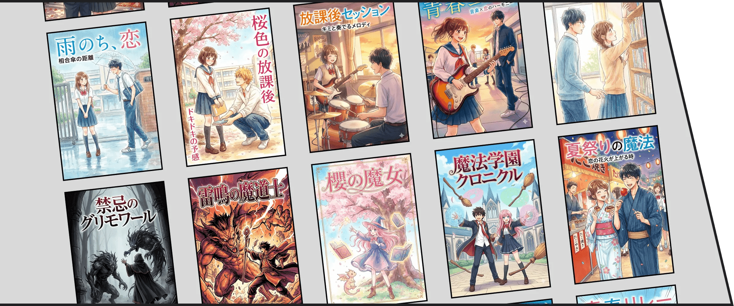 Grid of translated manga covers arranged on a shelf in a Loomic cloud folder